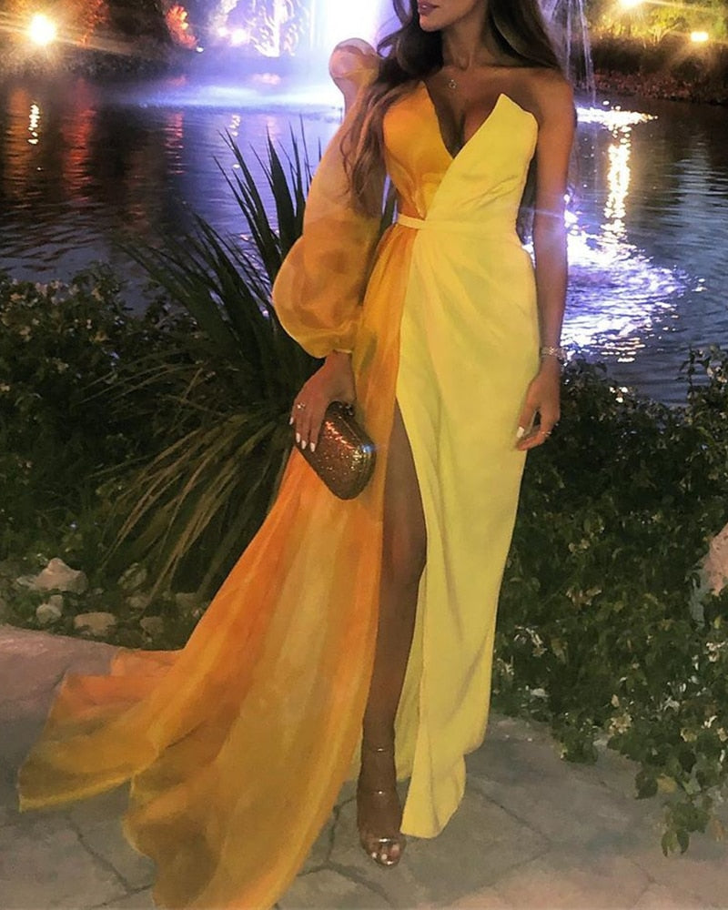 Women Elegant One Shoulder Maxi Dress  Evening Party