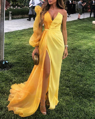 Women Elegant One Shoulder Maxi Dress  Evening Party