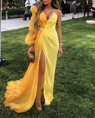 Women Elegant One Shoulder Maxi Dress  Evening Party