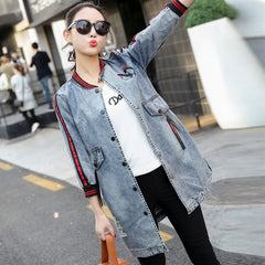 Women Ripped Hole Denim Jacket