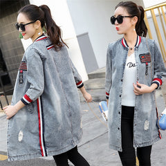Women Ripped Hole Denim Jacket