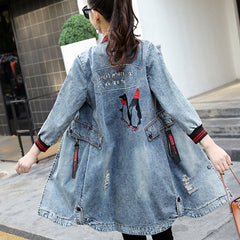 Women Ripped Hole Denim Jacket