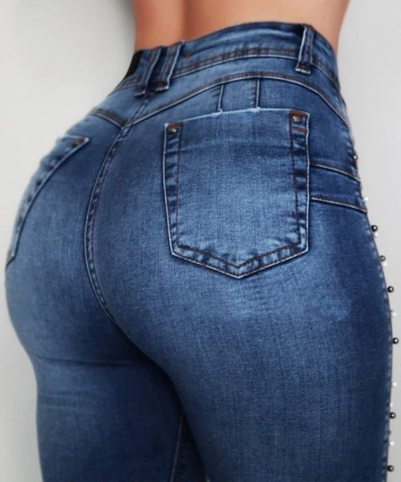 Women high waist jeans Slim Skinny