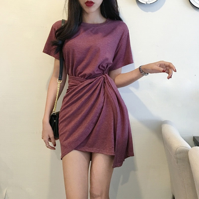 Women's Korean Style Slim O-Neck Short Sleeve