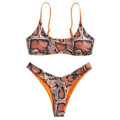 bikini High Cut V Neck Two Pieces