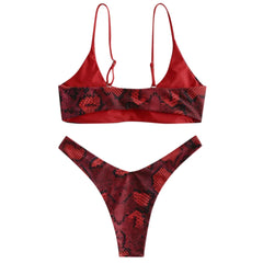 bikini High Cut V Neck Two Pieces